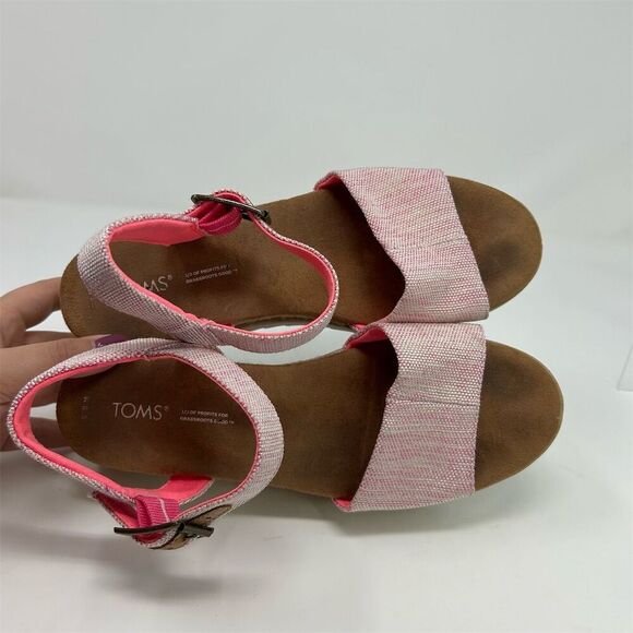TOMS Women's Pink Espadrille Slingback Wedge Platform Sandals Size 8.5 - Picture 8 of 9